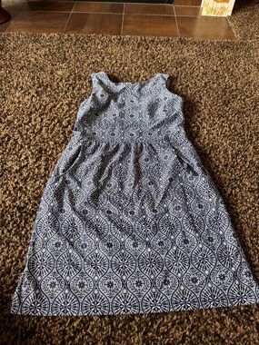 Jude connally size medium sleeveless navy/white dress with pockets